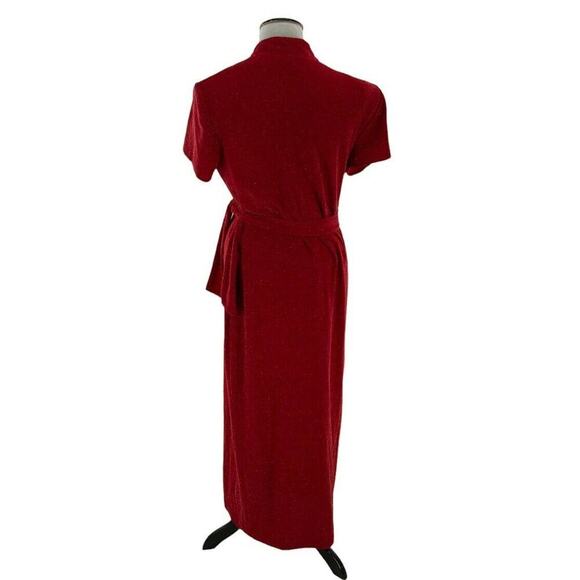 Vintage Virgo Dress Womens Size 8 Red Sparkly Christmas Valentines Maxi FauxWrap - Picture 3 of 9